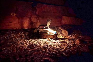 Leuchtende Froschlampe unter Tage 