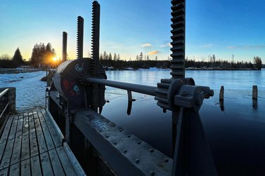Oderteich am Ablass beim Sonnenuntergang