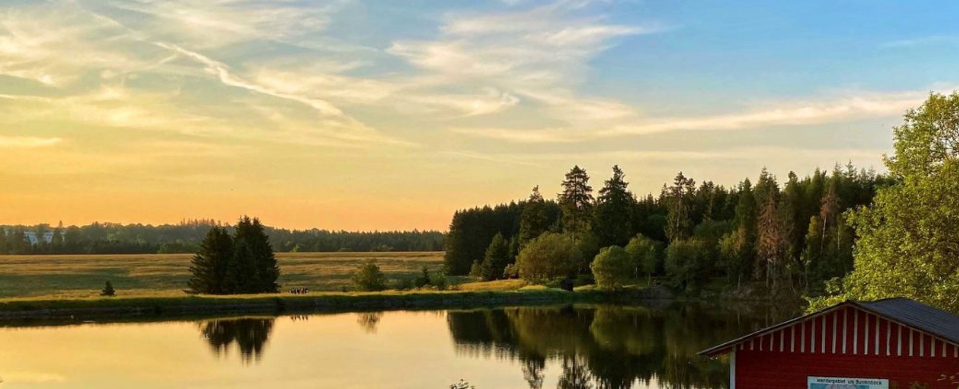 Der Ziegenberger Teich bei Sonnenuntergang