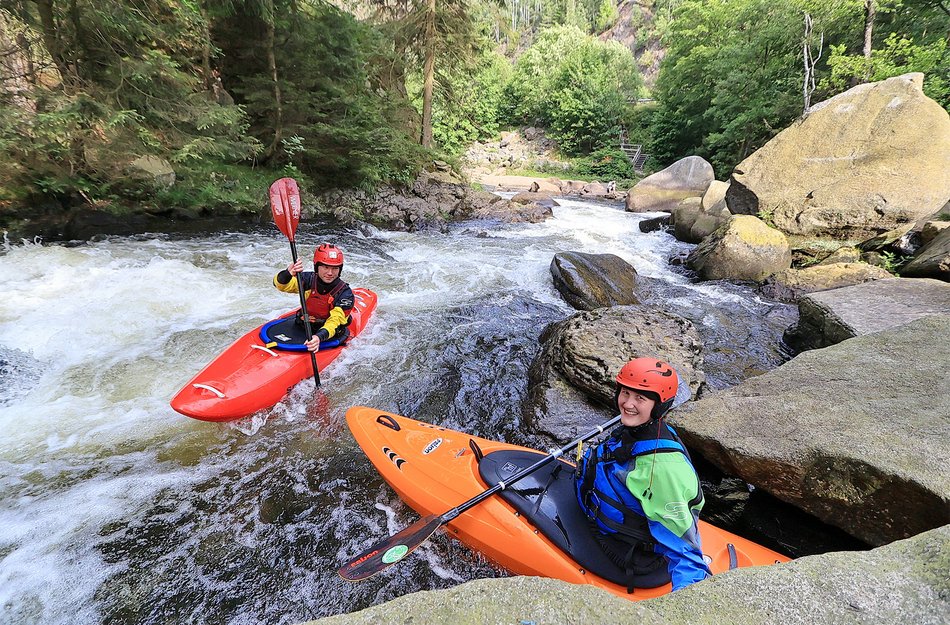 Wilwasserstrecke Oberharz Kanufahrer