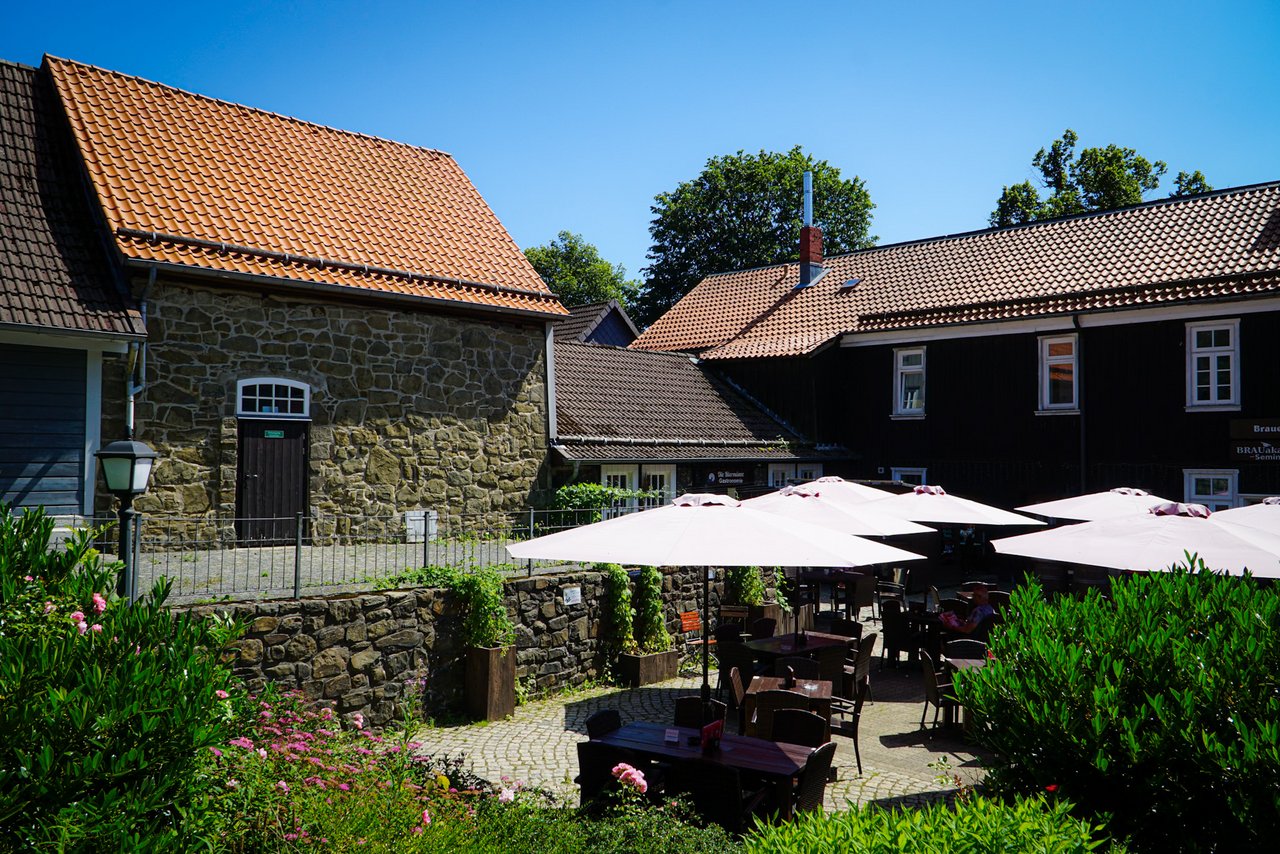 Biergarten Blick an einem sonnigen Tag 