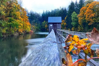 Carler Teich mit Striegelhaus im Hebst 