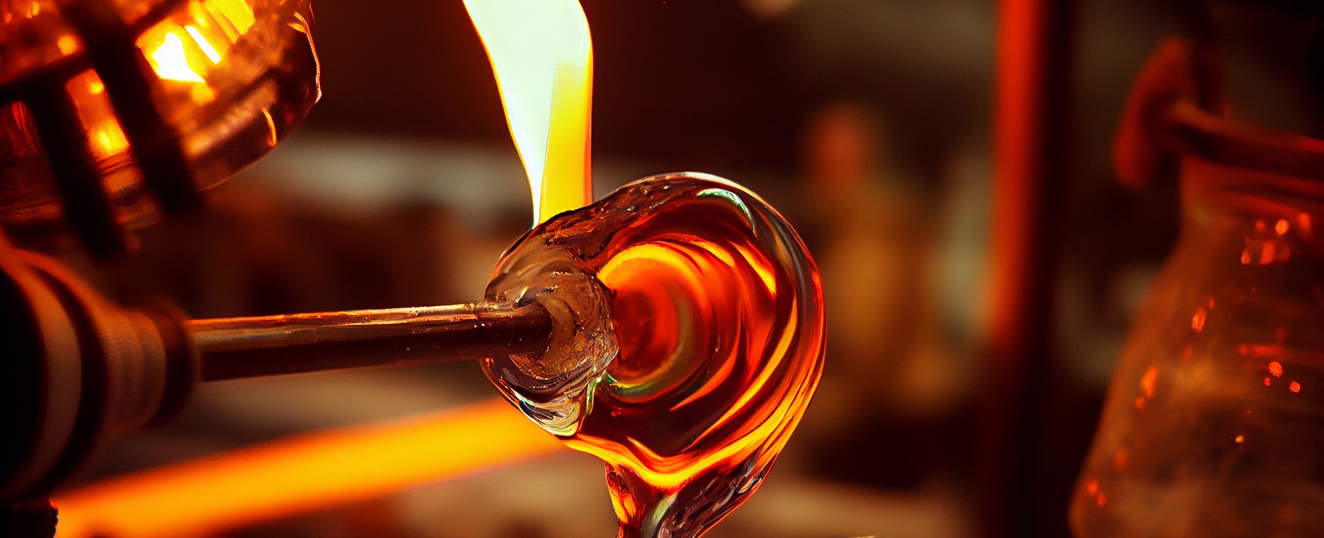 Nahaufnahme von geschmolzenem Glas