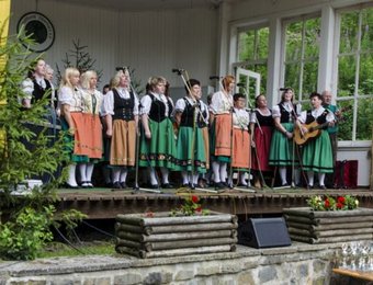 Gruppe des Heimatbunds steht auf der Bühne 